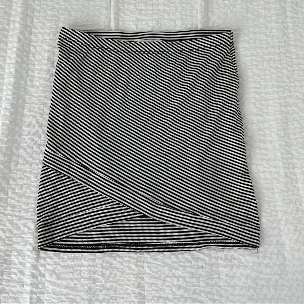 Black and white striped body con skirt